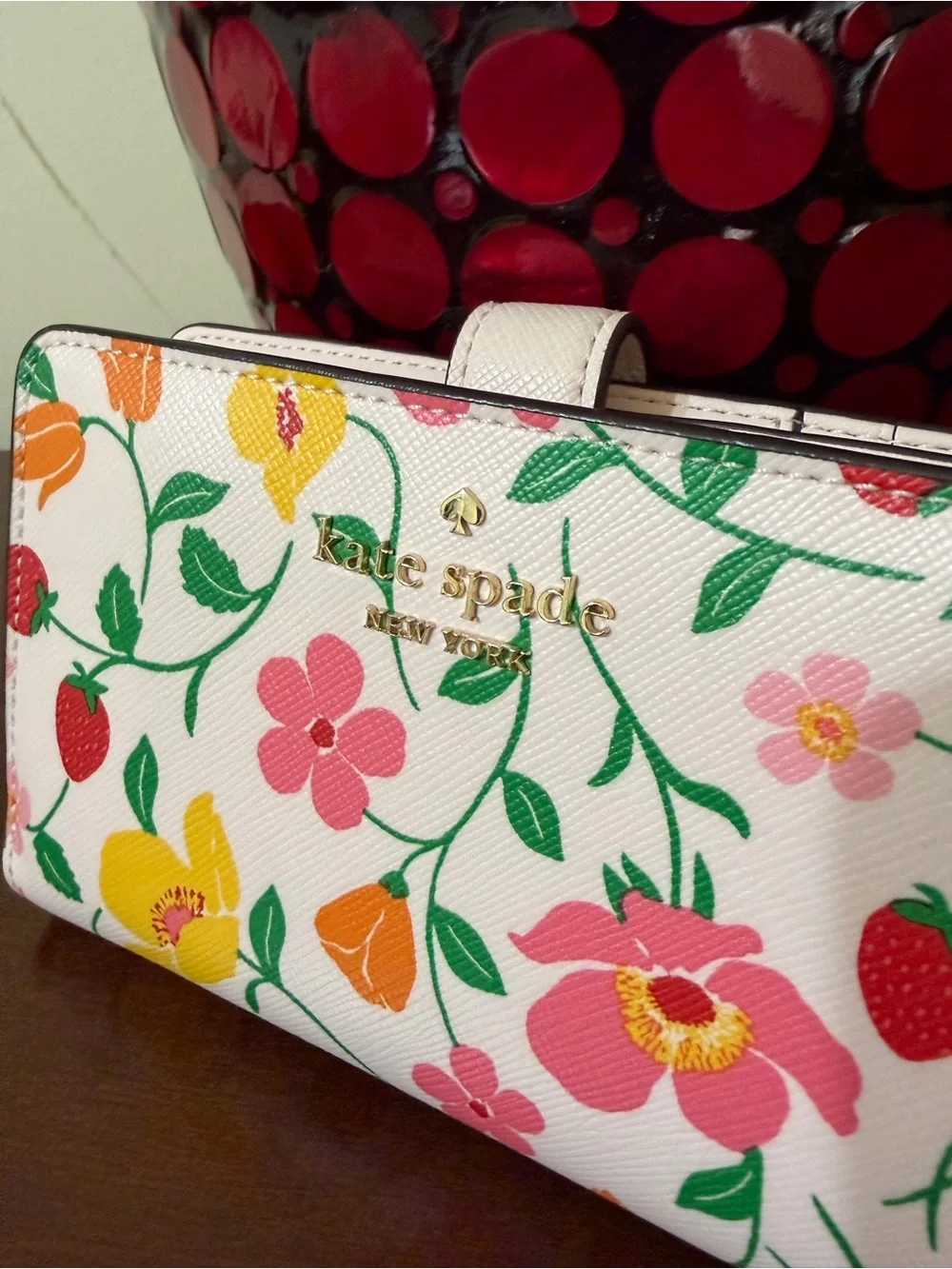 kate spade Madison Strawberry Garden Medium Compact Bifold